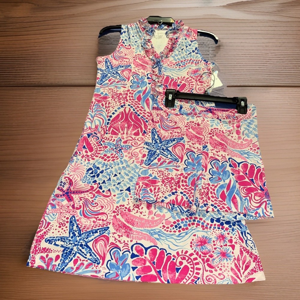 G LIFESTYLE Starfish Pink XS Tank Dress Shorts 2 Piece Set Hot Pink Golf UPF 50